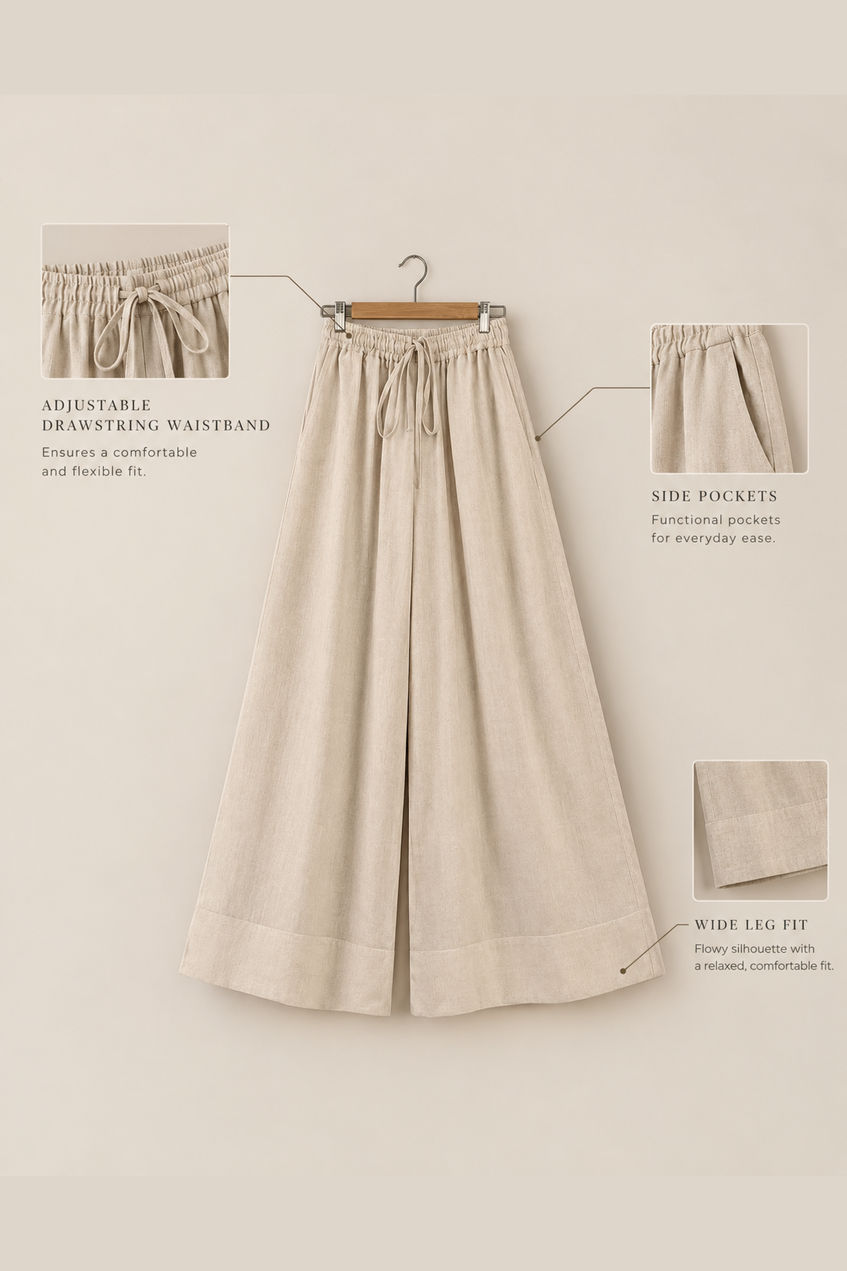 Wide Leg Pants - Ivory